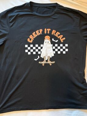 Creep It Real Ghost Skate Graphic Tee - Black & Orange